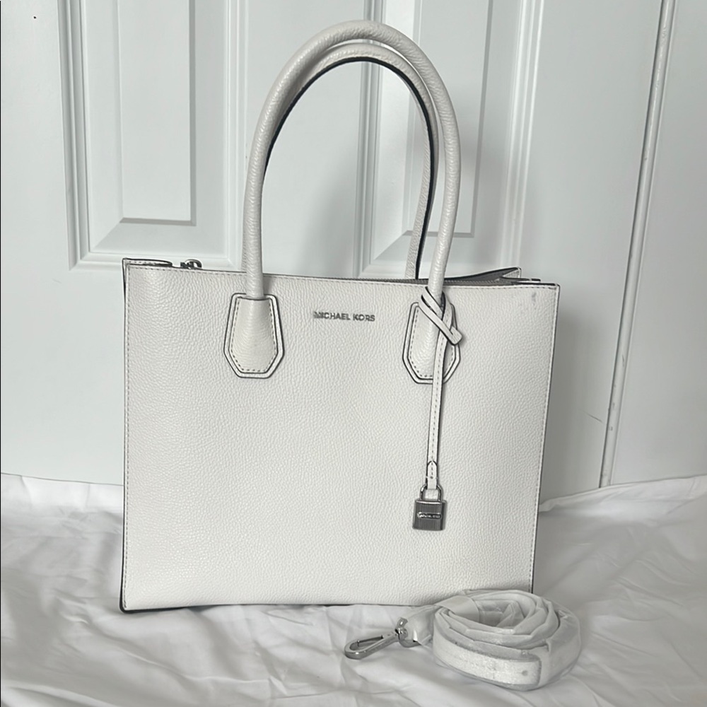 Michael Kors White Leather Tote Bag